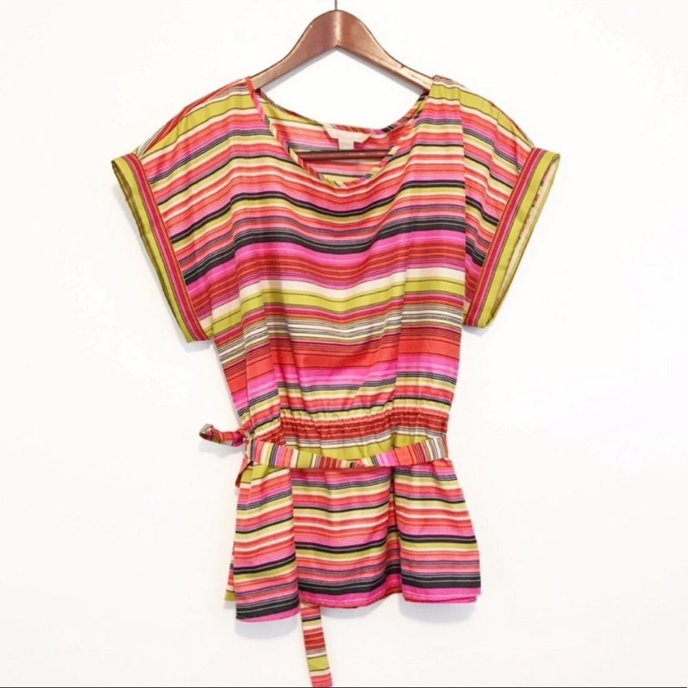 LAST CALL Banana Republic Striped Peplum Blouse